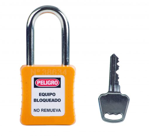 Candado de bloqueo amarillo 40 mm. arco de acero cuerpo abs (Plástico) SL-14001KA Llaves iguales (KA)